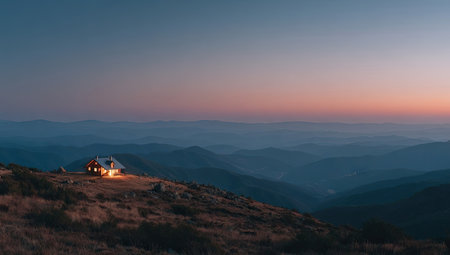 Mountain cabin at dawnの素材