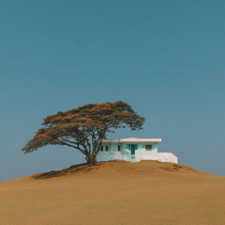 A small house on top of the green hill, minimalist landscape style, smooth lines, white and light blue, green grassland background, bright sunshine, high-resolution photography, wide-angle lens perspective, pure colors, tranquil atmosphere. The small house stands tall against the backdrop of rolling hills, with lush trees casting shadows in its surroundings. --chaos 30 --stylize 750 --v 7 Job ID: dc0e4f3a-8a9b-4d32-97a8-a394ea8c2369の素材