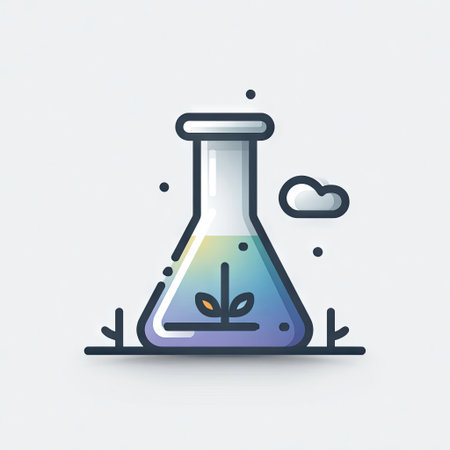 A simple vector logo featuring a cloud with test tubes, a purple and blue gradient color scheme, a white background, and a minimalist, 3D design. The clouds form the shape of two large, vertical glass pipes filled with a light violet liquid. There is an empty space between them where three small grasses grow in front of it. This symbolizes data flow from on-ramp to off-chain. The design features clean lines, a flat style, and no shadows or gradients for clarity. --chaos 30 --stylize 750 --v 7 Job ID: e4760537-fbe6-45f2-a1dd-e98fc37ab14aの素材