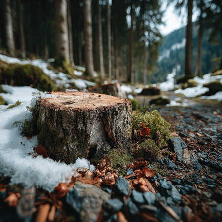 A snow-covered round log lies on the ground, with a forested background, shallow depth of field, close-up, macro photography, professional-quality photography, high depth of focus, high resolution, shot with a Sony A7 camera and lens, with a bokeh effect at f/5.6 aperture, ISO 400, and a shutter speed of 32 seconds. --chaos 30 --stylize 750 --v 7 Job ID: b9f56f2d-69af-4fb1-8e5b-9da79b56ee54の素材