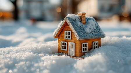 A small wooden house in the snow, simple and clean background, real photography, high-definition details, high resolution, minimalist style, white background, low saturation, winter, cabin centered, flat view, bright colors, warm tones. White space around it, simple background. --chaos 20 --ar 16:9 --stylize 750 --v 7 Job ID: c4ae44f1-6efc-4da2-9836-a432d30fc218の素材