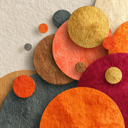 A white background with an abstract composition of overlapping circles in soft pastel colors, creating a harmonious and calming visual effect. The shapes should be rendered in shades of beige, gray, brown, orange, and yellow to create depth and contrast. There is space at the top for text or other elements, giving it the feel of a modern art poster or wall decoration. This design would work well as a decorative element on various backgrounds, including paper, digital media, and prints. --chaos 30 --stylize 750 --v 7 Job ID: 5a39b388-edf5-4328-b0b9-3ce6716ad918の素材
