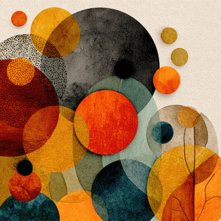 A white background with an abstract composition of overlapping circles in soft pastel colors, creating a harmonious and calming visual effect. The shapes should be rendered in shades of beige, gray, brown, orange, and yellow to create depth and contrast. There is space at the top for text or other elements, giving it the feel of a modern art poster or wall decoration. This design would work well as a decorative element on various backgrounds, including paper, digital media, and prints. --chaos 30 --stylize 750 --v 7 Job ID: 5a39b388-edf5-4328-b0b9-3ce6716ad918の素材