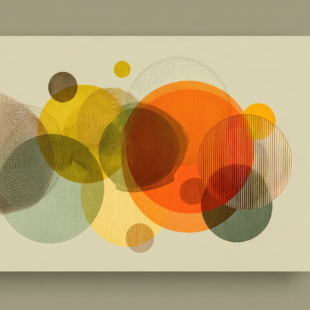 A white background with an abstract composition of overlapping circles in soft pastel colors, creating a harmonious and calming visual effect. The shapes should be rendered in shades of beige, gray, brown, orange, and yellow to create depth and contrast. There is space at the top for text or other elements, giving it the feel of a modern art poster or wall decoration. This design would work well as a decorative element on various backgrounds, including paper, digital media, and prints. --chaos 30 --stylize 750 --v 7 Job ID: 5a39b388-edf5-4328-b0b9-3ce6716ad918の素材