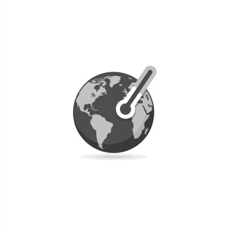 An illustrated representation depicts the Earth beside a thermometer, indicating rising temperatures. The image features grayscale tones, simple shapes, and a minimalist design. Suitable for articles on climate change, environmental concerns, or educational materials about global warming. Suitable for various editorial and commercial applications.の素材