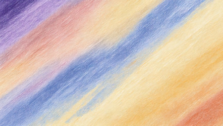 This image features an abstract composition of watercolor brushstrokes. The artwork presents a palette of soft colors, including shades of blue, orange, and purple, blended with a textured finish. This artistic piece could be used in design projects, such as websites or print materials. Its visual texture enhances the versatility.の素材
