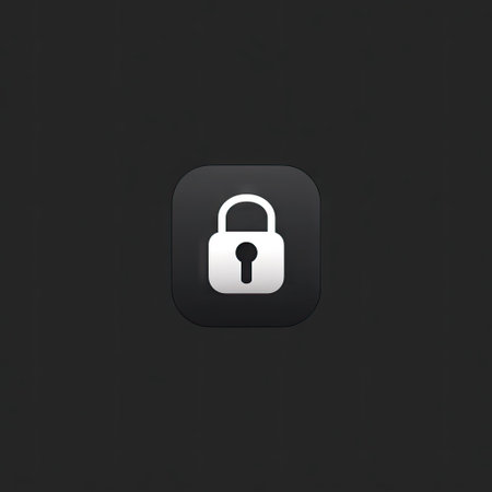 A white lock icon, centrally placed, against a dark, slightly blurred background. The image has a minimalist style, with soft lighting and a focus on simplicity. This design could be suitable for various applications, including website design, digital security, or any project emphasizing privacy.の素材