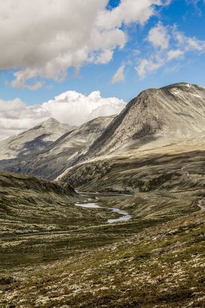 Landscape and mountains in the Rondane National Park in Norway.の写真素材