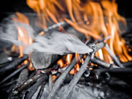Smoking and burning wood in the oven, grill or in the fireplace.の写真素材