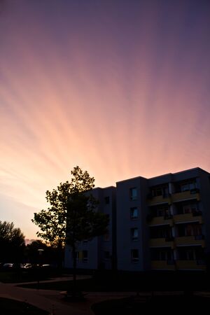 Rare and really beautiful cloud formation at sunset in the eveningの写真素材