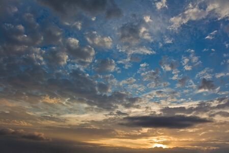 Amazing and rare, beautiful cloud formation at sunset in the eveningの写真素材