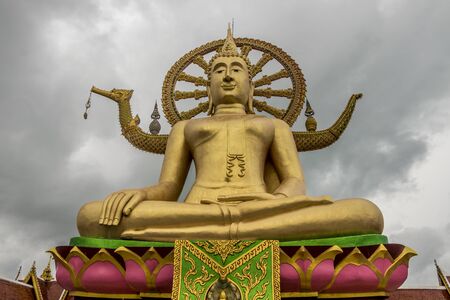 Giant and golden Big Buddha statue in Wat Phra Yai temple Koh Samui island in Surat Thani, Thailand.の写真素材