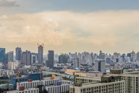 City panorama Bangkok with incredible cloud formation. Skyscraper, cityscape Capital of Thailand.の写真素材