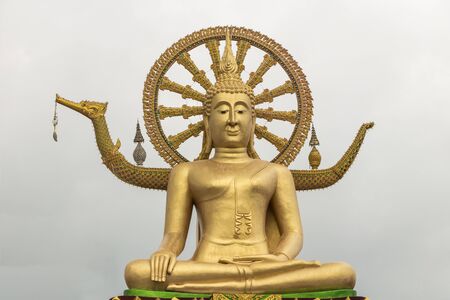 Giant and golden Big Buddha statue in Wat Phra Yai temple Koh Samui island in Surat Thani, Thailand.の写真素材