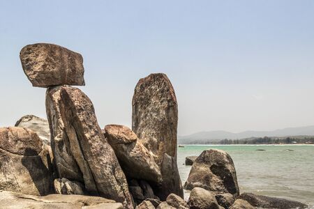 Bizzare and amazing rock formations at Agonda Beach in Goa, India.の写真素材