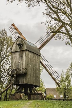 Beautiful old mill in the SpeckenbÃ¼tteler park in Lehe, Bremerhaven, Germany.の写真素材