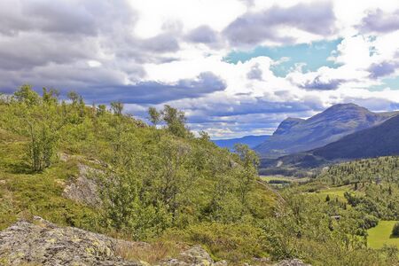 Spectacular landscape with mountains and valleys in beautiful Hemsedal, Buskerud, Norway.の写真素材