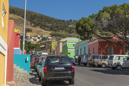 Many colorful houses in the Bo Kaap district in Cape Town, South Africa.のeditorial素材