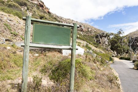 Empty natural green sign in the wilderness of Cape Town, South Africa.の写真素材