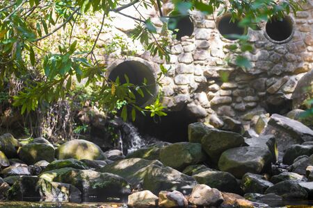 Small zen waterfall in the Table Mountain National Park. Discovered during the hike. Cape Town, South Africa.の写真素材