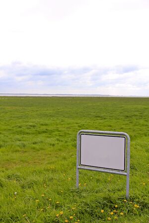 Blank white road traffic sign in the bog area of âânorthern Germany.の写真素材
