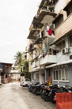 Unsightly dirty residential area in Kuala Lumpur, Malaysia.の写真素材