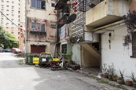 Unsightly dirty residential area in Kuala Lumpur, Malaysia.の写真素材