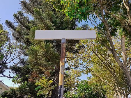 Empty white street road sign in Cape Town, South Africa.の写真素材