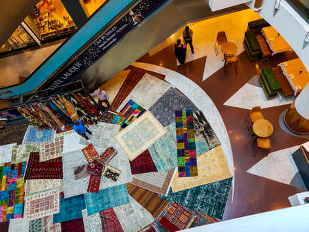 Mall inside seen from above. Oriental carpets for sale in Cape Town, South Africa.のeditorial素材