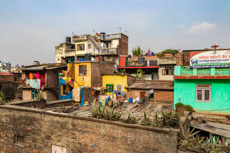 This is how you live in colorful and dusty houses in Sinamangal, Kathmandu, Nepal.のeditorial素材