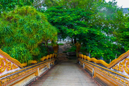 Stairs with snakes to Wat Sila Ngu temple, Jaidee (Chedi Sila Ngu) on Koh Samui, Thailand.の写真素材