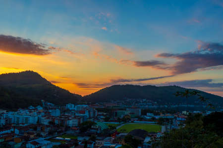 Beautiful colorful sunrise over the mountains of Angra dos Reis in Brazil.の写真素材