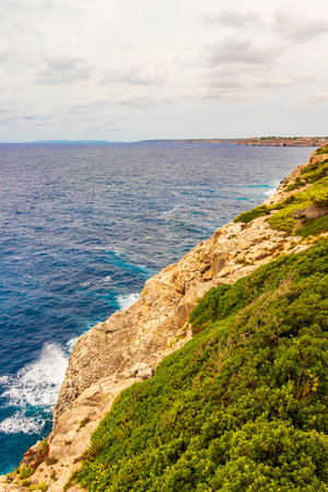 Panoramic view from restaurant to the bay of Cala Figuera SantanyÃ­ Mallorca Spain.の写真素材