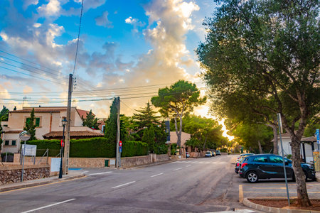 Typical beautiful afternoon street in Cala Figuera Mallorca Balearic Islands Spain.のeditorial素材