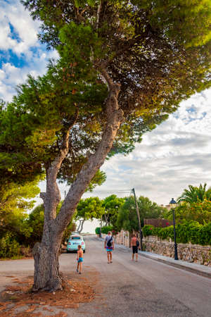 Typical beautiful afternoon street in Cala Figuera Mallorca Balearic Islands Spain.のeditorial素材