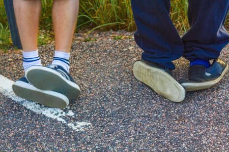 Incorrectly dressed shoes crazy funny people with crazy shoes.
