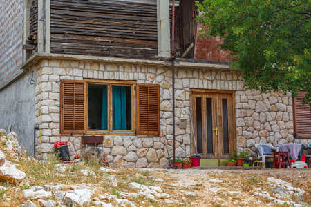 Typical stone house with garden in Novi Vinodolski Croatia.