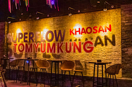 Bangkok Thailand May 22, 2018 Khaosan Khao San Kaosan Road the most popular party for tourists at night in Bangkok Thailand.のeditorial素材