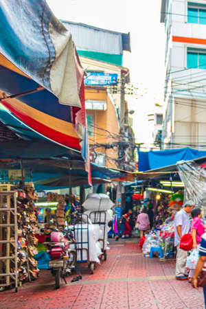 Bangkok Thailand May 22, 2018 Colorful China Town old Market shopping streets road full of food stores and people Bangkok Thailand.のeditorial素材