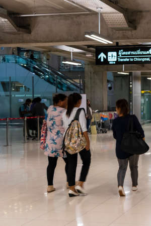Bangkok Thailand May 21, 2018 Corridors and passengers Bangkok Suvarnabhumi Airport Amphoe Bang...