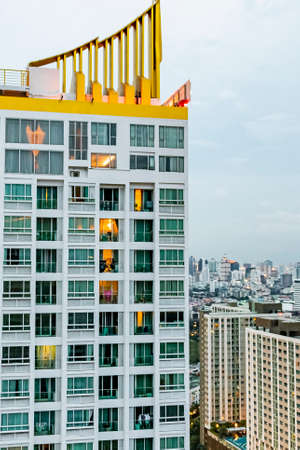 Bangkok city panorama skyscraper and cityscape of the capital of Thailand.のeditorial素材