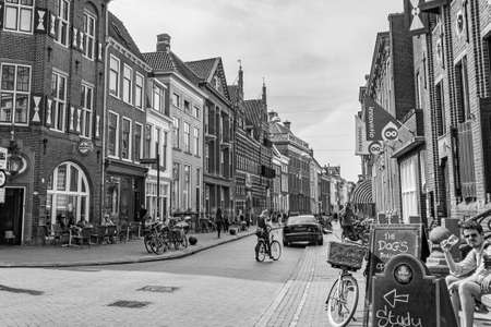 Groningen Netherlands 18. June 2013 Black and white historical picture of cityscape Panorama...