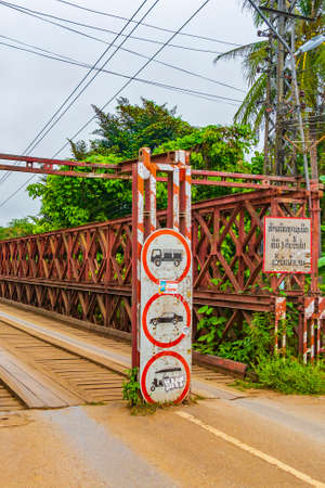 Luang Prabang Laos November 16, 2018 Old French Bridge of wooden board in Luang Prabang Laos Asia.のeditorial素材