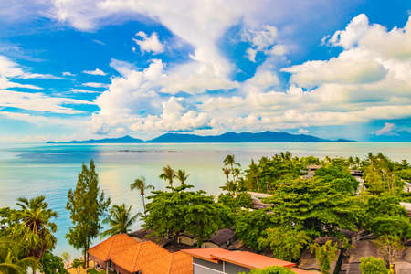Amazing Koh Samui island beach and landscape panorama with view on Koh Pha-ngan in Thailand.の写真素材