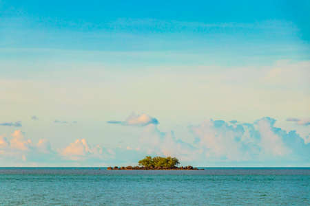 Small island at Koh Samui landscape panorama with clear turquoise water in Thailand.