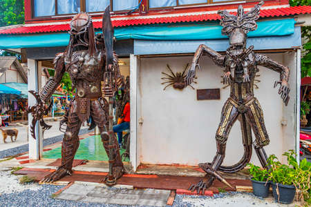 Surat Thani Thailand May 26, 2018 Samui Robots giant robots monsters made of metal parts on the island of Koh Samui in Thailand.のeditorial素材