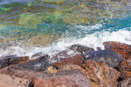 Landscape and beach promenade panorama of Playa de las Americas of Canary Spanish island Tenerife in Africa.の写真素材
