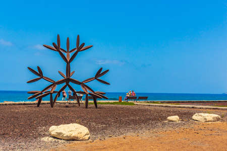 Tenerife Spain July 12, 2014 Landscape and beach promenade panorama of Playa de las Americas of Canary Spanish island Tenerife in Africa.のeditorial素材