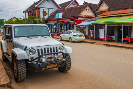 Luang Prabang Laos November 16, 2018 Cloudy day and colorful road and cityscape of the old town Luang Prabang Laos.のeditorial素材
