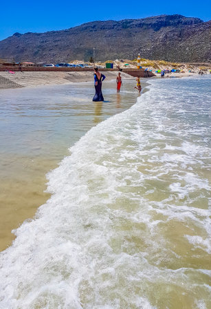 Cape Town South Africa January 21, 2018 People and tourism in Fish Hoek Beach at False Bay in Cape Town Western Cape South Africa.のeditorial素材